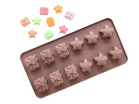 Molde silicona 6 estrellas y 6 regalos